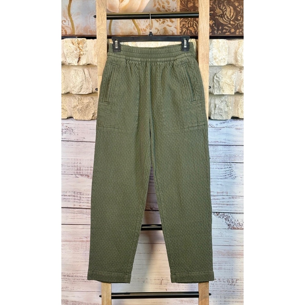 Madewell Green Quilted Pull On Pants Pockets XXS Olive Textured Cotton